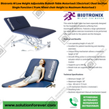﻿﻿Biotronix Hi Low Height Adjustable Bobath Table Motorized ( Electrical ) Dual Section Single Function ( From Wheel chair Height to Maximum Motorized )  used in Physiotherapy and Rehabilitation