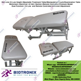 Biotronix Hi Low Height Adjustable Treatment Table/Manipulation Couch/Examination Table Motorized ( Electrical ) 2 fold ( Section )Remote Controlled Premium Model Dual Function ( Hi Low  and Remote Controlled Backrest Adjustment ) used in Physiotherapy