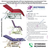 Biotronix Hi Low Height Adjustable Treatment Table/Manipulation Couch/Examination Table Motorized ( Electrical ) 3 Fold ( Section )Remote Controlled Deluxe Model Dual Function ( Hi Low Height Adjustment and Backrest Adjustment Motorized )