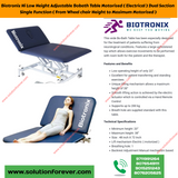 ﻿﻿Biotronix Hi Low Height Adjustable Bobath Table Motorized ( Electrical ) Dual Section Single Function ( From Wheel chair Height to Maximum Motorized )  used in Physiotherapy and Rehabilitation