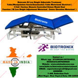 Biotronix Hi Low Height Adjustable Treatment Table/Manipulation Couch/Examination Table Motorized ( Electrical ) 3 Fold ( Section )Remote Controlled Deluxe Model Dual Function(Hi Low Height Adjustment and Center Elevation Motorized)used in Physiotherapy
