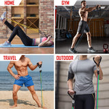 Biotronix Exercise Resistance Tubing Set (11pcs), Exercise Tubings ( 5 pc )  with Door Anchor, Handles, Waterproof Carry Bag, Legs Ankle Straps for Resistance Training, Physical Therapy, Home Workouts
