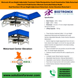 Biotronix Hi Low Height Adjustable Treatment Table/Manipulation Couch/Examination Table Motorized ( Electrical ) 3 Fold ( Section )Remote Controlled Deluxe Model Dual Function(Hi Low Height Adjustment and Center Elevation Motorized)used in Physiotherapy