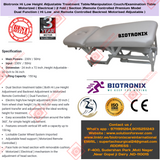 Biotronix Hi Low Height Adjustable Treatment Table/Manipulation Couch/Examination Table Motorized ( Electrical ) 2 fold ( Section )Remote Controlled Premium Model Dual Function ( Hi Low  and Remote Controlled Backrest Adjustment ) used in Physiotherapy
