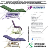 Biotronix Hi Low Height Adjustable Treatment Table/Manipulation Couch/Examination Table Motorized ( Electrical )3 Fold( Section )Remote Controlled Super Deluxe Model Triple Function ( Hi Low Height Adjustment,Backrest and Lower Section Motorized)