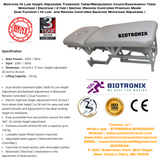 Biotronix Hi Low Height Adjustable Treatment Table/Manipulation Couch/Examination Table Motorized ( Electrical ) 2 fold ( Section )Remote Controlled Premium Model Dual Function ( Hi Low  and Remote Controlled Backrest Adjustment ) used in Physiotherapy