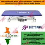 ﻿Biotronix Hi Low Height Adjustable Bobath Table Motorized ( Electrical ) with Remote Control Single Section used in Physiotherapy and Rehabilitation