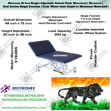 ﻿﻿Biotronix Hi Low Height Adjustable Bobath Table Motorized ( Electrical ) Dual Section Single Function ( From Wheel chair Height to Maximum Motorized )  used in Physiotherapy and Rehabilitation