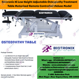 Biotronix Hi Low Height Adjustable Osteopathy Treatment Table Motorized Remote Controlled Deluxe Model used in Physiotherapy and Rehabilitation Make in India