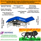 Biotronix Hi Low Height Adjustable Treatment Table/Manipulation Couch/Examination Table Motorized ( Electrical ) 3 Fold ( Section )Remote Controlled Deluxe Model Dual Function(Hi Low Height Adjustment and Center Elevation Motorized)used in Physiotherapy
