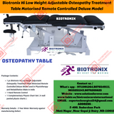 Biotronix Hi Low Height Adjustable Osteopathy Treatment Table Motorized Remote Controlled Deluxe Model used in Physiotherapy and Rehabilitation Make in India