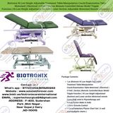 Biotronix Hi Low Height Adjustable Treatment Table/Manipulation Couch/Examination Table Motorized ( Electrical )3 Fold( Section )Remote Controlled Super Deluxe Model Triple Function ( Hi Low Height Adjustment,Backrest and Lower Section Motorized)