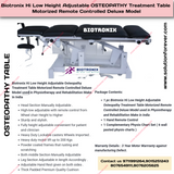 Biotronix Hi Low Height Adjustable Osteopathy Treatment Table Motorized Remote Controlled Deluxe Model used in Physiotherapy and Rehabilitation Make in India