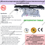 Biotronix Hi Low Height Adjustable Osteopathy Treatment Table Motorized Remote Controlled Deluxe Model used in Physiotherapy and Rehabilitation Make in India
