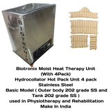 Biotronix Moist Heat Therapy Unit (With 4Pack) Hydrocollator Hot Pack Unit 4 pack Stainless Steel Basic Model ( Outer body 202 grade SS and Tank 202 grade SS ) used in Physiotherapy and Rehabilitation Make In India