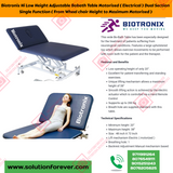 Biotronix Hi Low Height Adjustable Bobath Table Motorized ( Electrical ) Dual Section Dual Function ( From Wheel chair Height to Maximum and Backrest Adjustment Motorized ) used in Physiotherapy and Rehabilitation Adjustment Motorized )