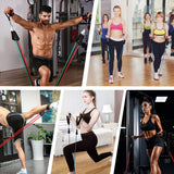 Biotronix Exercise Resistance Tubing Set (11pcs), Exercise Tubings ( 5 pc )  with Door Anchor, Handles, Waterproof Carry Bag, Legs Ankle Straps for Resistance Training, Physical Therapy, Home Workouts
