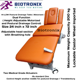 Biotronix Multi Section ( 5 Section ) HI-LOW Postural Drainage Table ( Motorized ) Electrical Dual Function ( Height Adjustable Motorized and Postural Drainage Control) used in Physiotherapy and Rehabilitation