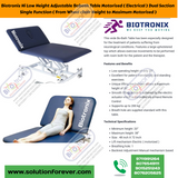 ﻿﻿Biotronix Hi Low Height Adjustable Bobath Table Motorized ( Electrical ) Dual Section Single Function ( From Wheel chair Height to Maximum Motorized )  used in Physiotherapy and Rehabilitation