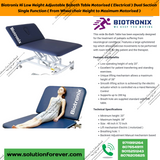 ﻿﻿Biotronix Hi Low Height Adjustable Bobath Table Motorized ( Electrical ) Dual Section Single Function ( From Wheel chair Height to Maximum Motorized )  used in Physiotherapy and Rehabilitation