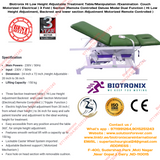 Biotronix Hi Low Height Adjustable Treatment Table/Manipulation Couch/Examination Table Motorized ( Electrical )3 Fold( Section )Remote Controlled Super Deluxe Model Triple Function ( Hi Low Height Adjustment,Backrest and Lower Section Motorized)