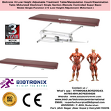 Biotronix Hi Low Height Adjustable Treatment Table/Manipulation Couch/Examination Table Motorized ( Electrical ) Single Section )Remote Controlled Super Basic Model Single Function ( Hi Low Height Adjustment used in Physiotherapy and Rehabilitation