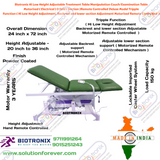 Biotronix Hi Low Height Adjustable Treatment Table/Manipulation Couch/Examination Table Motorized ( Electrical )3 Fold( Section )Remote Controlled Super Deluxe Model Triple Function ( Hi Low Height Adjustment,Backrest and Lower Section Motorized)