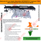 Biotronix Hi Low Height Adjustable Osteopathy Treatment Table Motorized Remote Controlled Deluxe Model used in Physiotherapy and Rehabilitation Make in India
