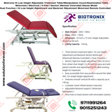 Biotronix Hi Low Height Adjustable Treatment Table/Manipulation Couch/Examination Table Motorized ( Electrical ) 3 Fold ( Section )Remote Controlled Deluxe Model Dual Function ( Hi Low Height Adjustment and Backrest Adjustment Motorized )